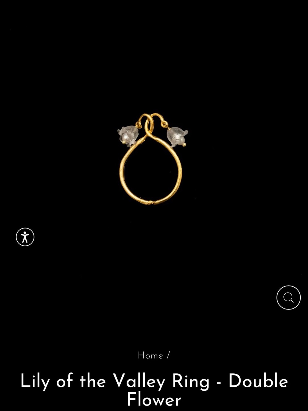 Gold Adjustable Ring with White Frosted Flower Drops